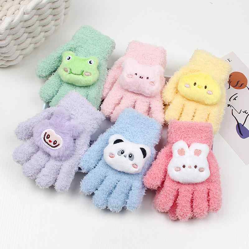 手袋 キッズ 男の子 女の子 保温 防寒 裏起毛 厚手 かわいい キャラクター 5本指 ニット 冬用 幼児 小学生 通園 通学 男女兼用 グローブ