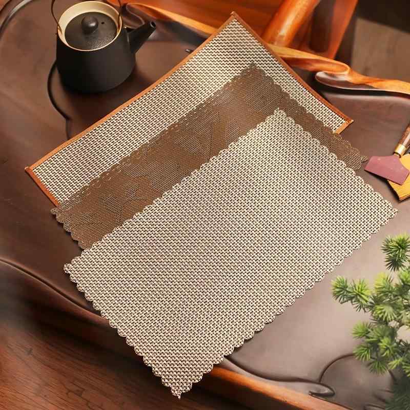 茶席マット 和風 禅スタイル PVC 防水 防汚 断熱 テーブルランナー 茶敷き 茶道 茶器 茶盤用 ダイニング リビング 来客 おもてなし おしゃれ