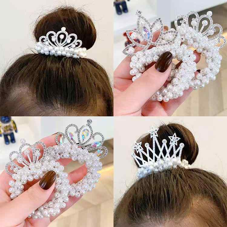 ヘアアクセサリー キッズ 女の子 ヘアゴム ヘアピン 髪飾り 皇冠 クラウン パール パール お姫様 プリンセス まとめ髪 お団子 ポニーテール かわいい おしゃれ フォーマル 発表会 誕生日 ギフト プレゼント 5個セット