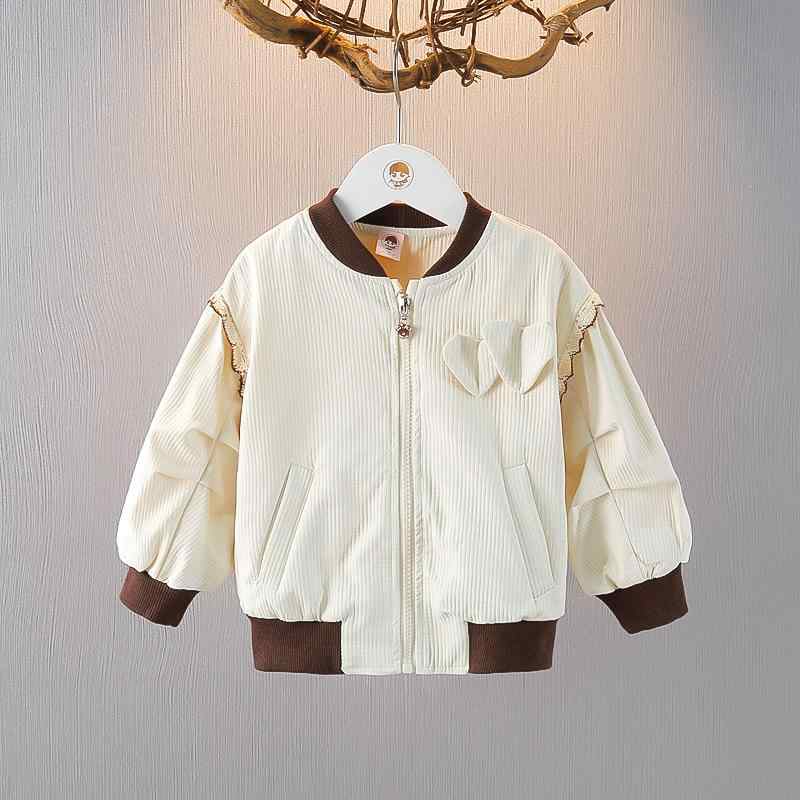 アウター 女の子 キッズ ベビー 1歳 2歳 3歳 秋物 カジュアル ジップアップ 丸首 長袖 ポリエステル素..