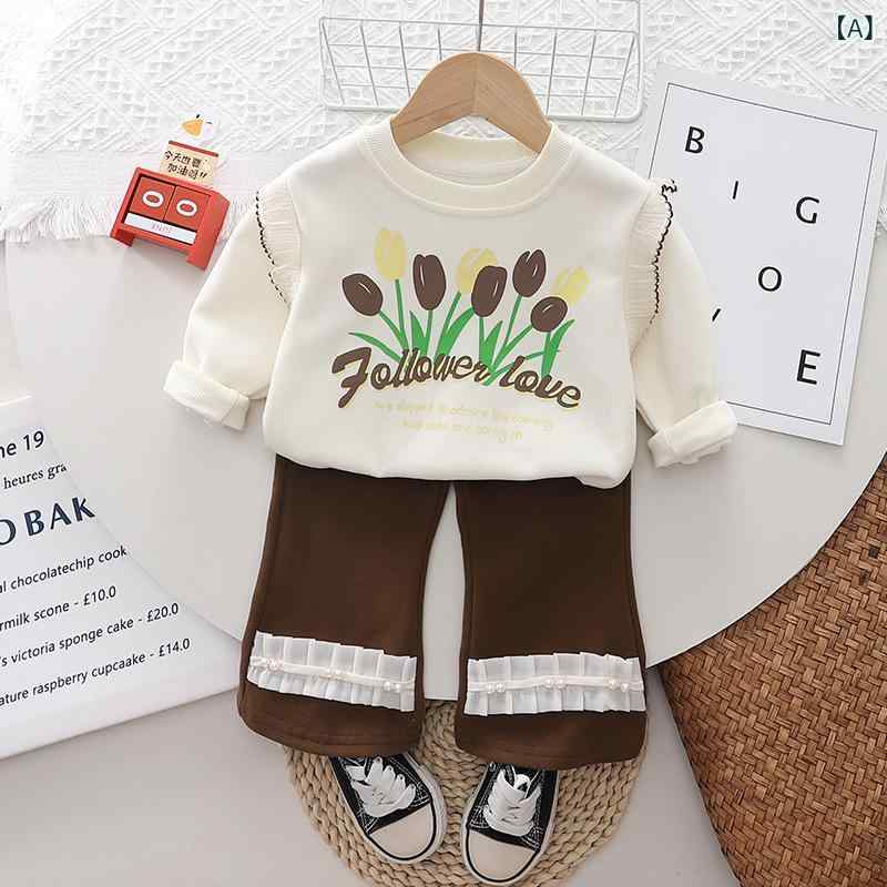スウェット セットアップ ベビー 女の子 ゆったり おしゃれ チューリップ 花柄 長袖 ロングパンツ 綿混..