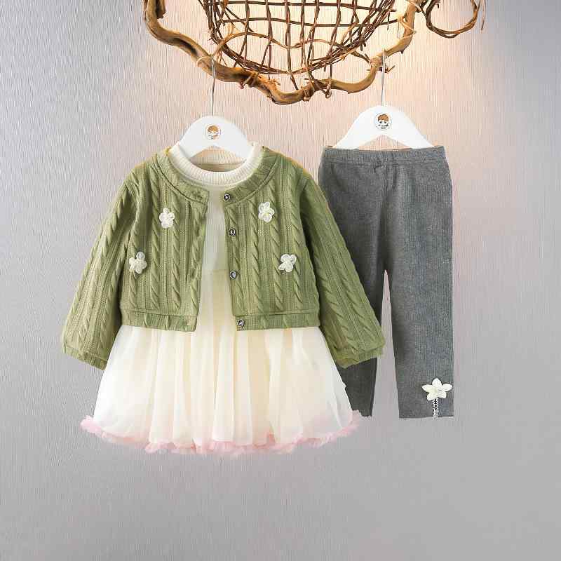 キッズ 女の子 ベビー 秋 長袖 ニット チュールスカート 3点セット セットアップ 森ガール風 おしゃれ ..