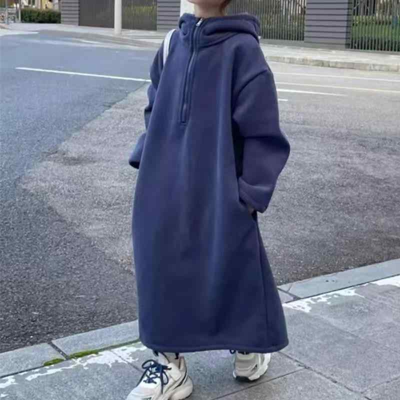 ワンピース キッズ 女の子 ベビー 秋冬 裏起毛 フード付き パーカー スリット入り 韓国風 スウェット ..