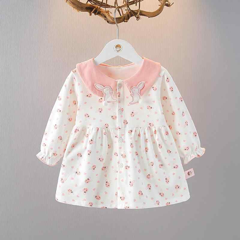 ワンピース ベビー 女の子 長袖 小花柄 プリンセス風 ドレス コットン素材 上品 おしゃれ 安心安全 Aク..