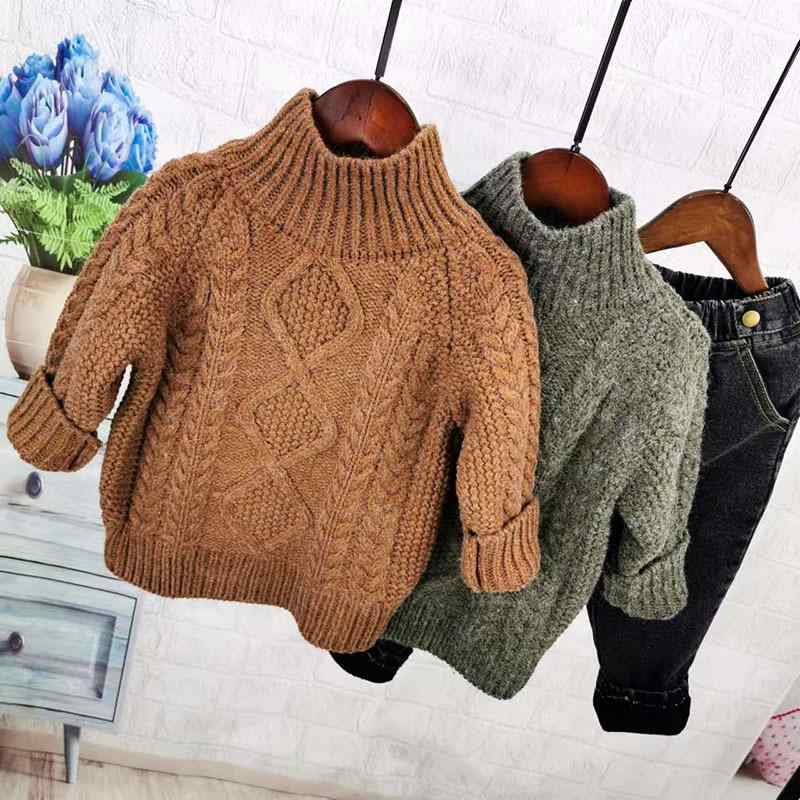 ・カテゴリ: 子供用セーター・性別: ユニセックス・生地加工: 柔軟加工・スタイル: 韓国版・対象年齢: 3～8歳、身長100～140cm・毛糸の太さ: 粗め・厚さ: 厚手・袖丈: 長袖・留め具のスタイル: プルオーバー・柄: チェック・主な素材: ウール90%・ネックライン: ハイネック・カラー展開: ブラウン、グリーン・サイズ展開: 90cm、100cm、110cm、120cm、130cm