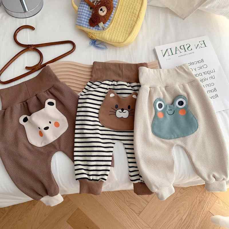 パンツ 男女兼用 ベビー キッズ 春秋 ハイウエスト 腹巻付き おむつ対応 綿素材 柔らかい ゴムウエスト..