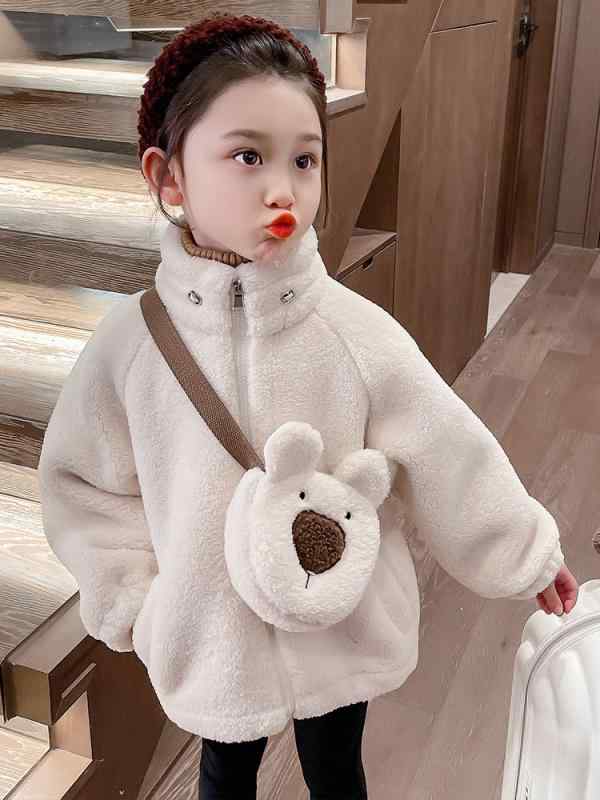 キッズアウター 女の子 秋冬 裏起毛 ボアコート 厚手 ふわふわ もこもこ 防寒着 あったか カジュアル ..