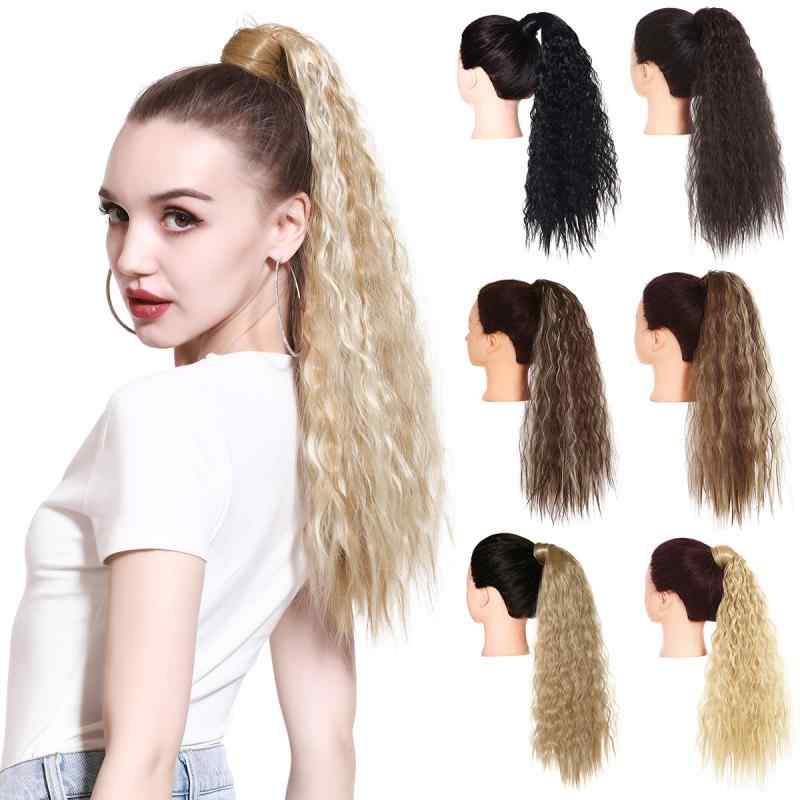 付け毛 レディース 隠しマジックテープ 簡単装着 ふわふわ 自然な仕上がり ロングカール コーンパーマ ポニーテール ウィッグ 耐熱ファイバー