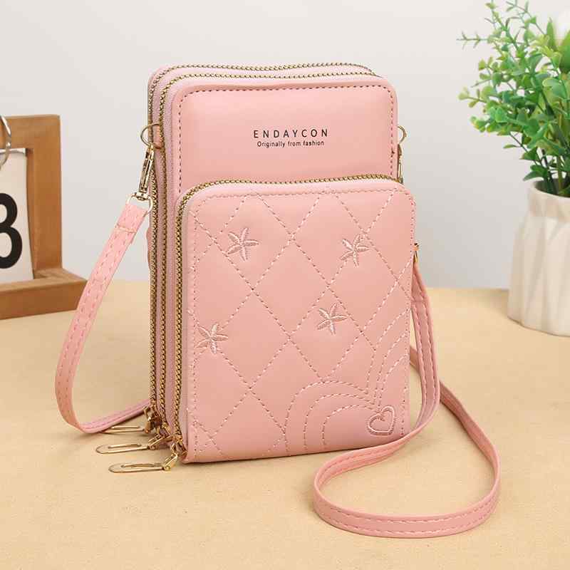 スマホショルダー レディース 多機能 韓国風 おしゃれ 三層 ファスナー 斜めがけ ミニバッグ お財布ポシェット 無地 シンプル PUレザー 縦型 スクエア 通勤 通学 日常使い