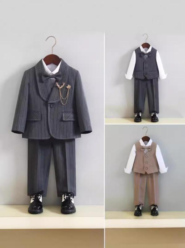 キッズ 男の子 フォーマルスーツ ジャケット ベスト ジレ パンツ イギリス風 英国紳士風 発表会 結婚式..