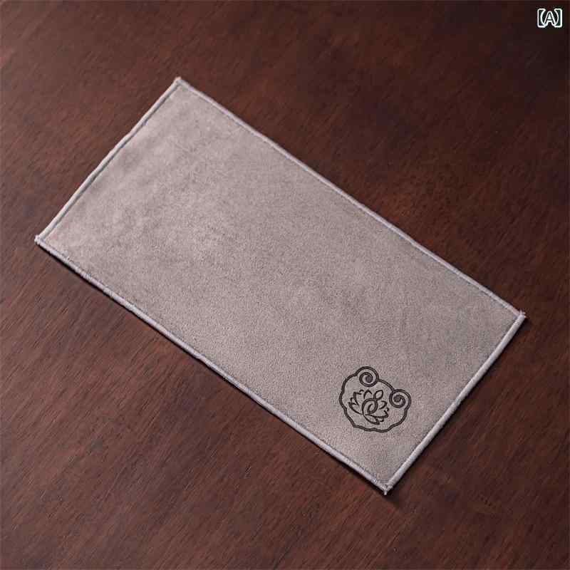 茶巾 吸水 厚手 高級感 禅意 スエード調 プリント ふきん 茶卓 クロス 茶敷 ティーマット ポリエステル..