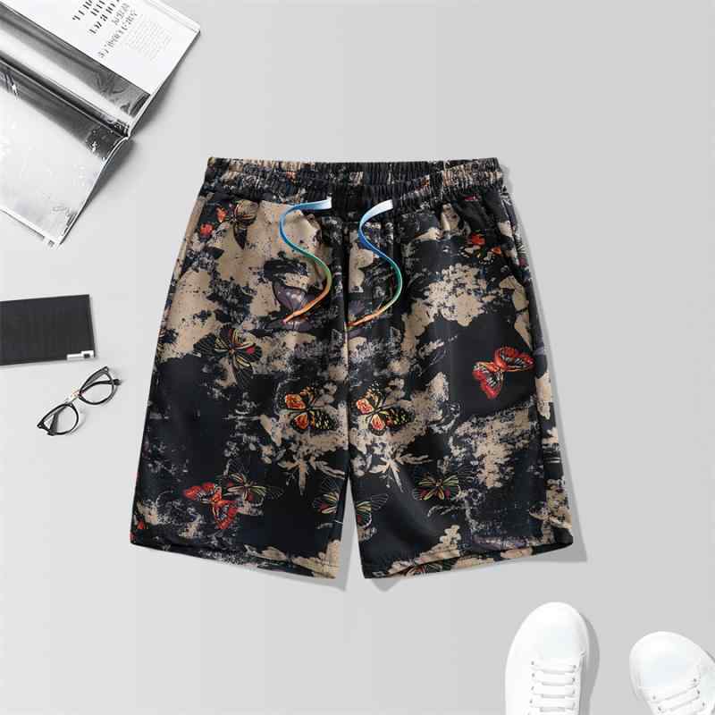 ショートパンツ メンズ 韓国ファッション カジュアル 春秋 小花柄 テーパード トレンド おしゃれ ルームウェア デイリーユース ハーフパンツ ボトムス イージーパンツ ゆったり 黒 白 部屋着