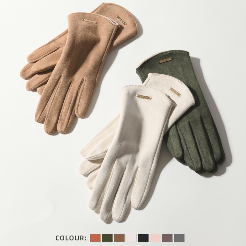 手袋 レディース 女性用 徳絨素材 保温 防寒 裏起毛 タッチパネル対応 スマホ対応 指なし オープンフィ..