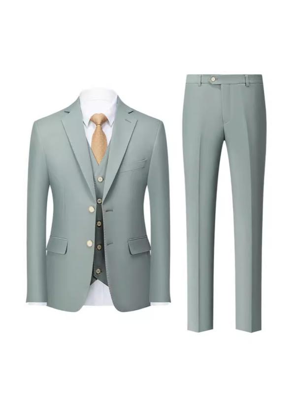 スーツ メンズ スリーピース セットアップ ミントグリーン スリムフィット 細身 カジュアル ビジネス ..