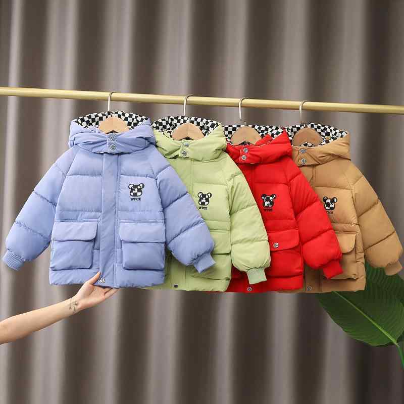 中綿ジャケット キッズ ベビー 男女兼用 秋冬 裏起毛 厚手 コットン ジップアップ フード付き かわいい..
