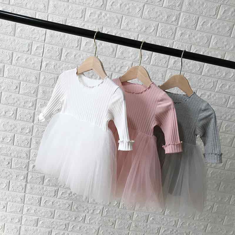 キッズ 女の子 春秋 韓国風 おしゃれ トレンド チュール 切り替え 柔らかコットン 長袖 プリンセス ワンピース ドレス 幼児 小学生 お出かけ 普段着 通園