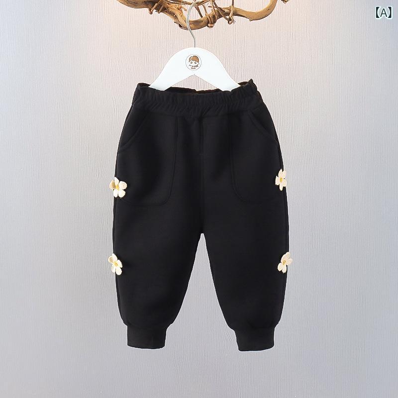 パンツ キッズ 女児 ベビー 裏起毛 冬物 おしゃれ カジュアル コットン 長ズボン ジョガーパンツ シンプル 無地 ウエストゴム ダークグレー ブラック 1歳 2歳 3歳 幼児 2
