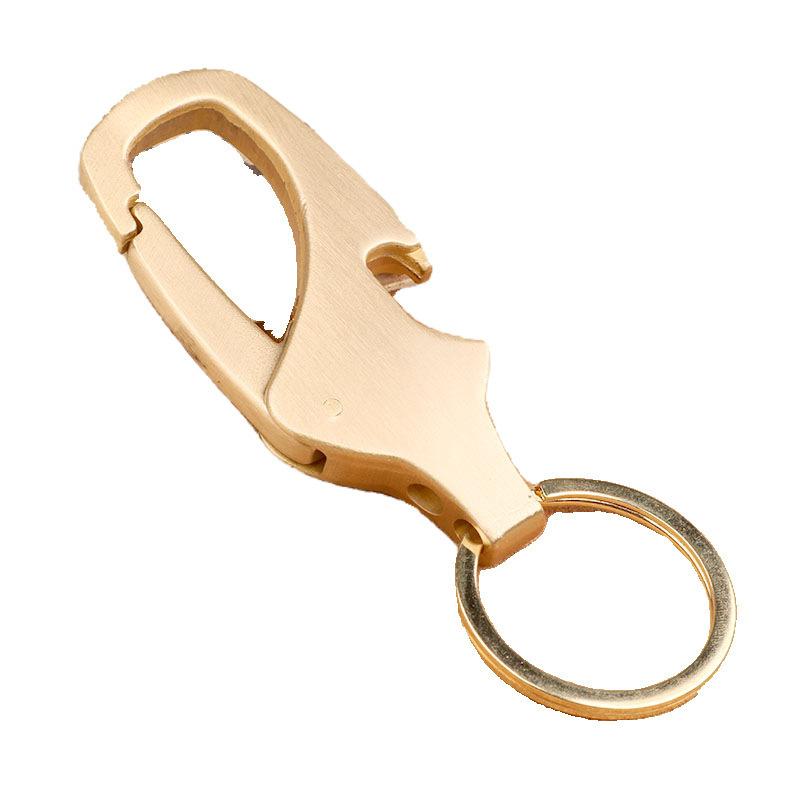 キーホルダー メンズ 真鍮製 無垢 ボトルオープナー 栓抜き おしゃれ 個性的 ベルトループ フック 車用 キーリング キーチェーン
