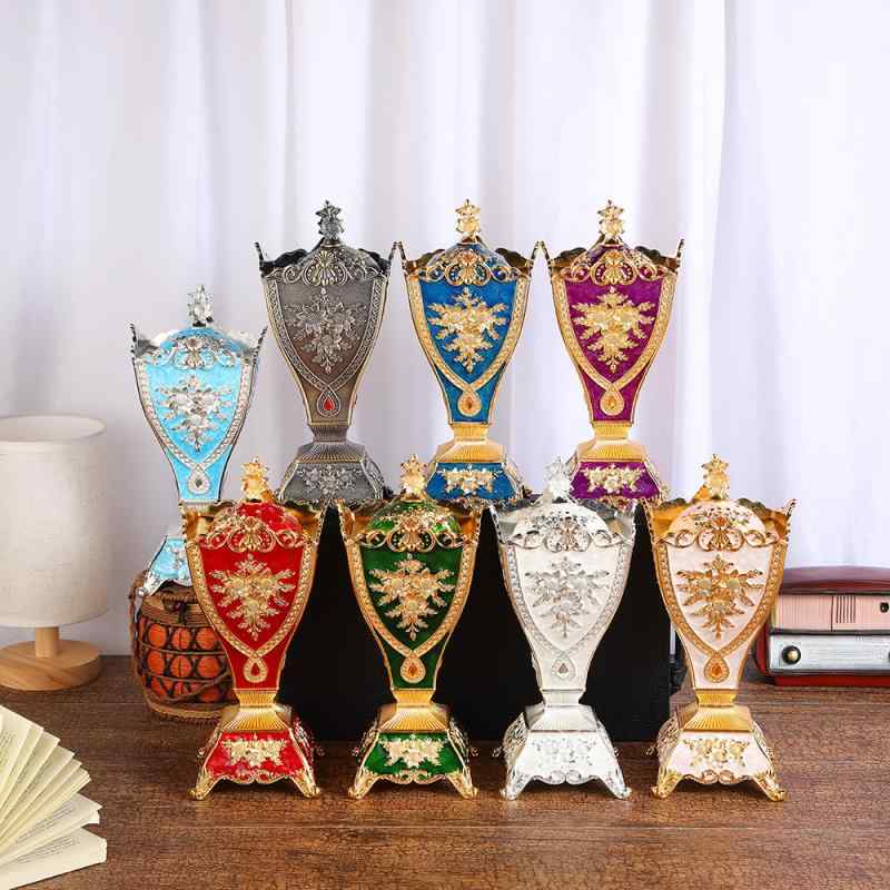 香炉 欧風アンティーク ライトラグジュアリー 卓上 リビング インテリア装飾 亜鉛合金製 金メッキ加工 キャンドルホルダー 置物 オブジェ 精巧 高級感 エレガント デザイン雑貨(x2)