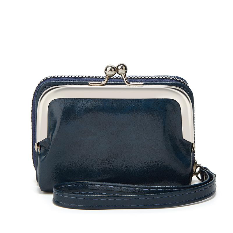 小銭入れ レディース レトロ オイルワックス風 PUレザー 軽量 コンパクト 二つ折り ファスナー 多機能 ..