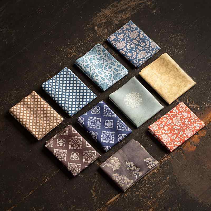 茶巾 吸水速乾 ベロア素材 中国風 禅意 茶席用 ティーマット お茶会 茶道具 お手入れクロス テーブル拭き スクエア型 おしゃれ モダン