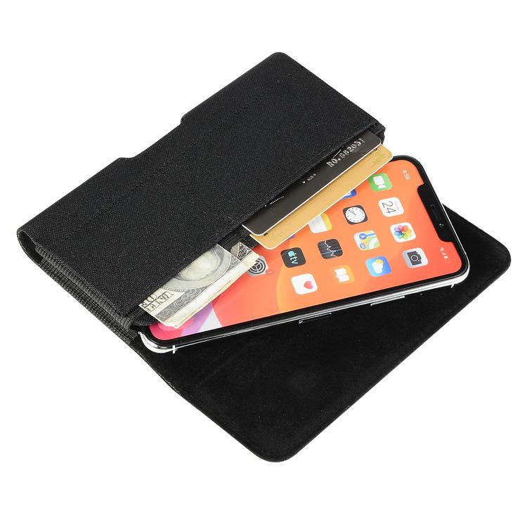 スマホポーチ メンズ 男性 オックスフォード生地 ベルト通し マグネット開閉式 カード収納 横型 ウエス..