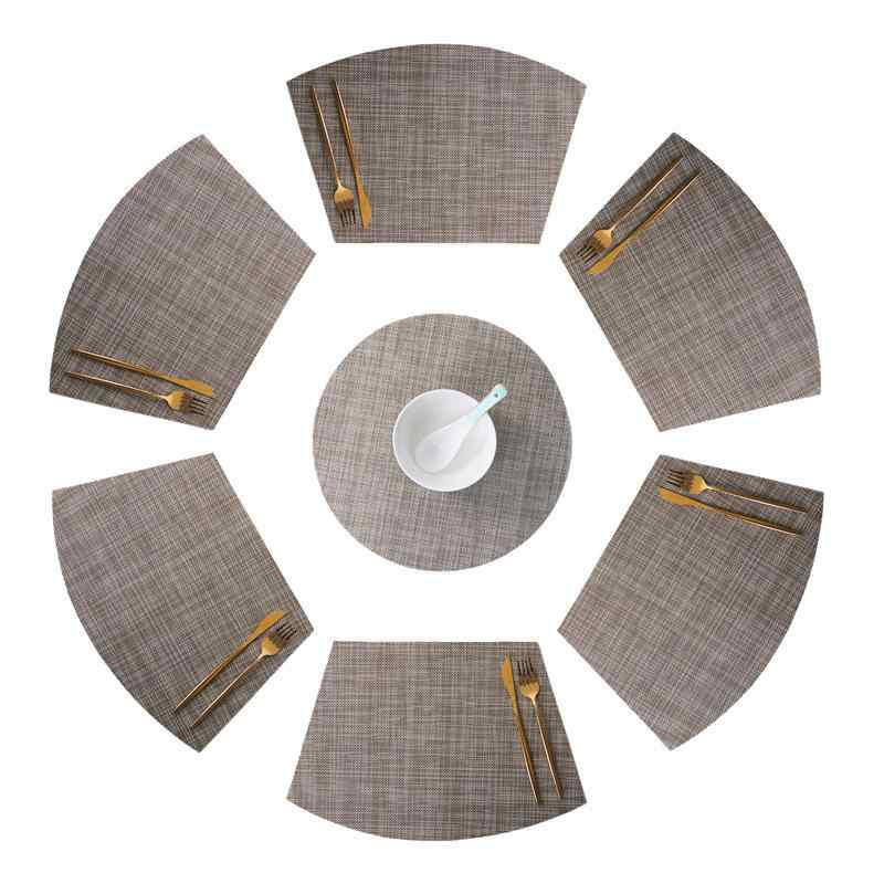 テーブルマット 断熱 洗える 速乾 防汚 撥水 テスリン PVC 円形 扇形 変形 ホテル 業務用 家庭用 食卓 大型円卓 モダン シンプル 無地 ランチョンマット プレースマット