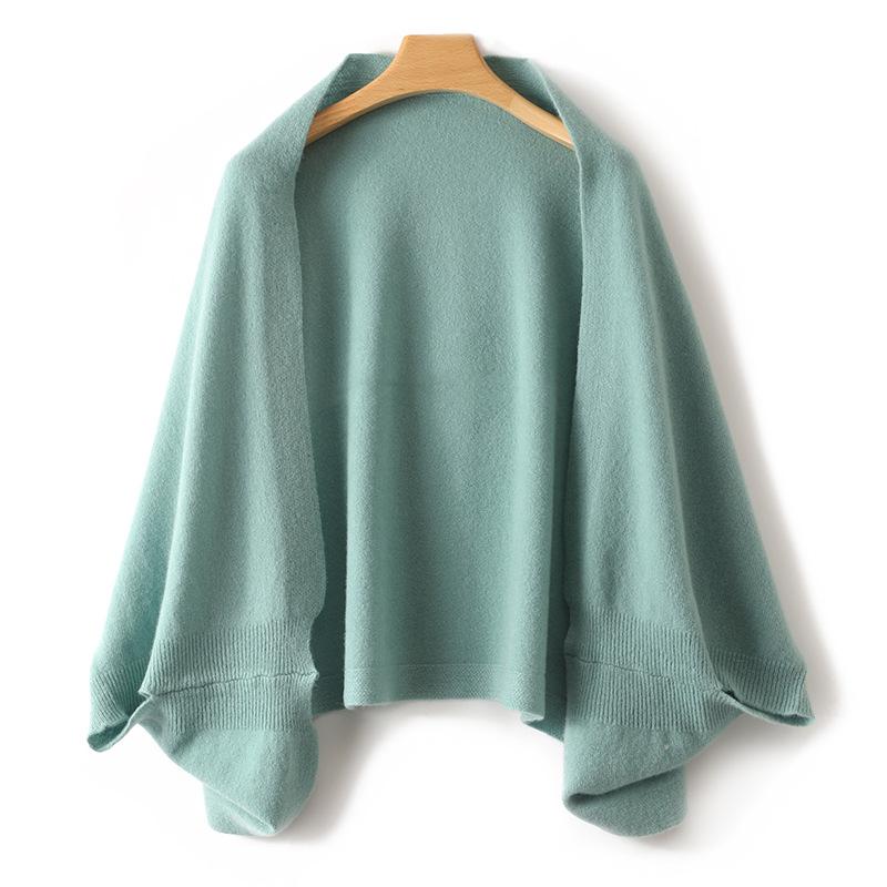 ニットショール レディース ウール ポンチョ カーディガン マフラー 多機能 2WAY 羽織り 保温 防寒 秋冬 ベーシック シンプル 無地 体型カバー