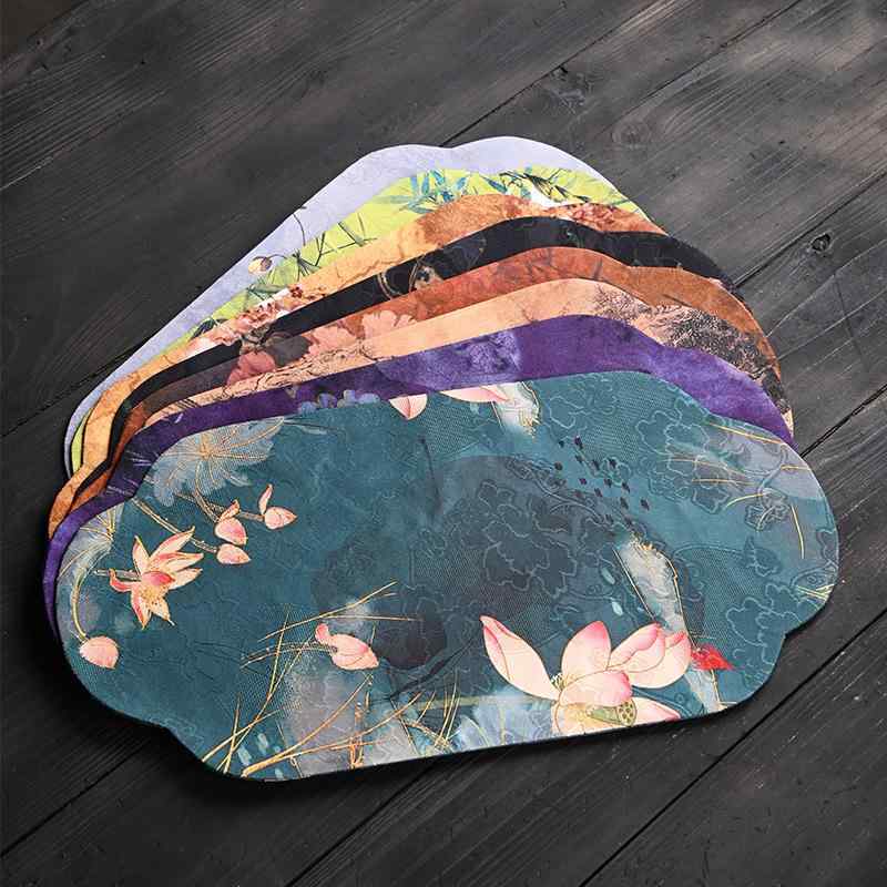 茶席 新中式 禅風 耐熱 吸水速乾 布製 マット テーブルランナー テーブルクロス 敷物 多彩な柄 茶道具 和モダン インテリア 来客用 ダイニング 食卓