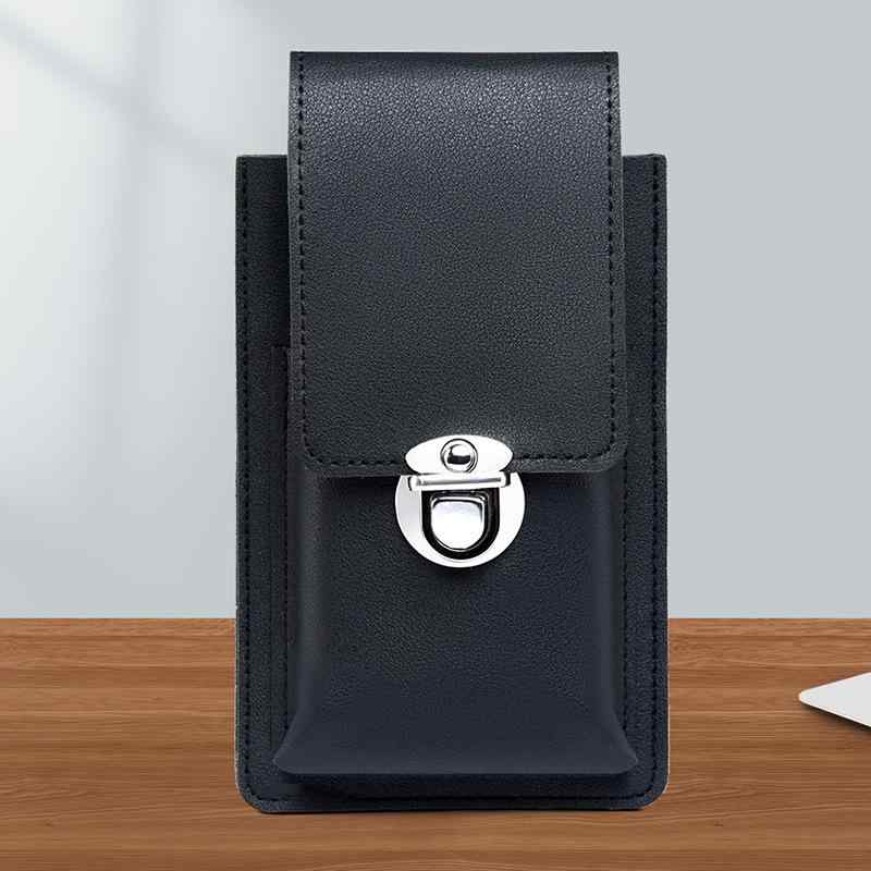 ウエストポーチ メンズ 新モデル PUレザー スマートフォン対応 作業用 仕事用 ベルト装着 フラップ式開..