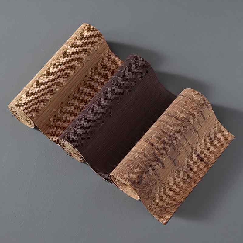 茶席 竹製 防水 手作り 竹編み 禅風 レトロ 中国風 和風 プリント柄 テーブルランナー 断熱マット 卓上..