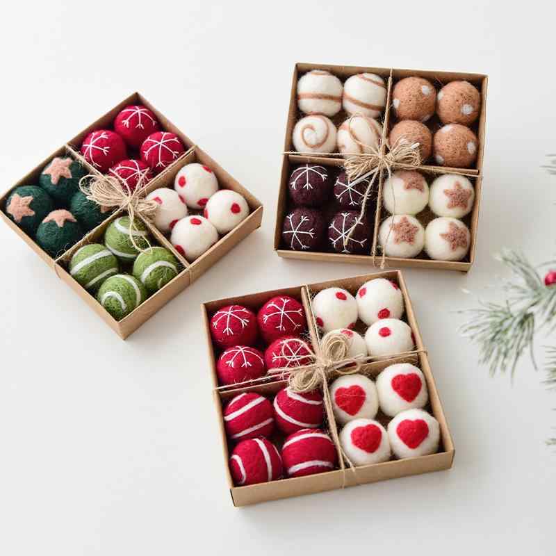 クリスマス 羊毛フェルト かわいい 北欧風 ボール ガーランド 吊り下げ飾り ミニオーナメント ツリー飾り 室内装飾 デコレーション ディスプレイ セット