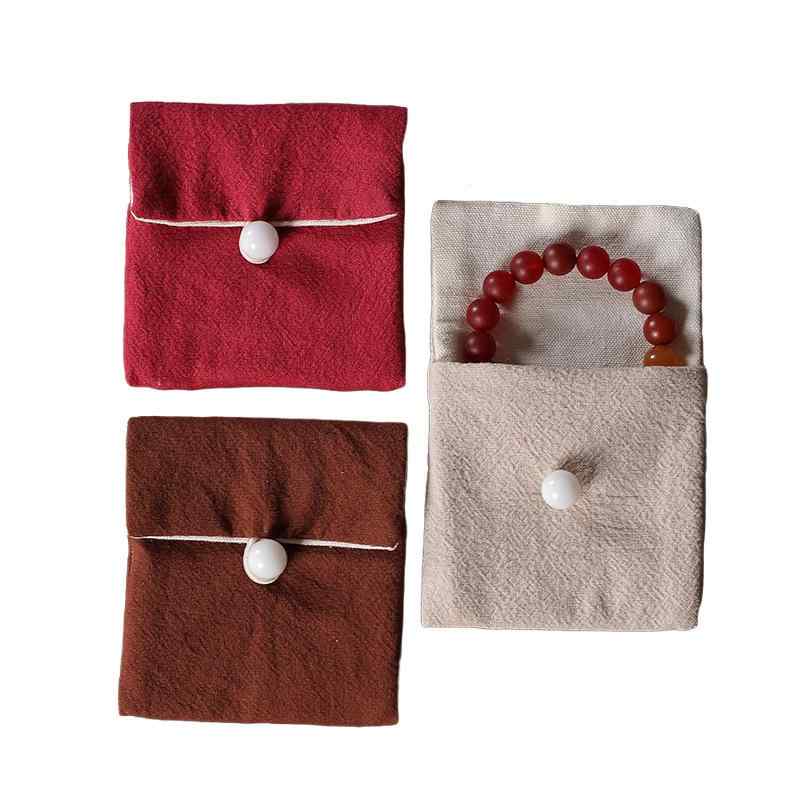 巾着 ハンドメイド コットンリネン ナチュラル アクセサリー ジュエリー ブレスレット 数珠 収納ポーチ..