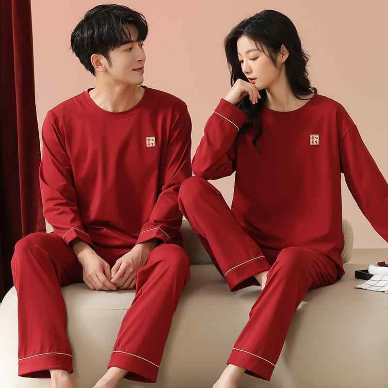 パジャマ メンズ レディース カップル ペア 綿 ストレッチ 長袖 ロングパンツ ルームウェア 部屋着 ナ..