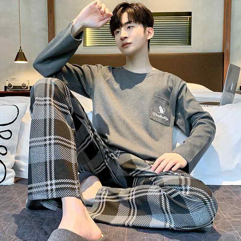 パジャマ メンズ 通気性 長袖 綿100% コットン 春秋 カジュアル ルームウェア 部屋着 ホームウェア ワンマイルウェア 外出着 スポーツウェア セットアップ 上下セット 高級感