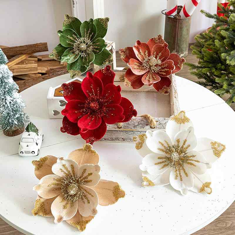 クリスマス オーナメント 高級感 ベルベット 造花 24cm グリッター スパンコール クリスマスツリー飾り..