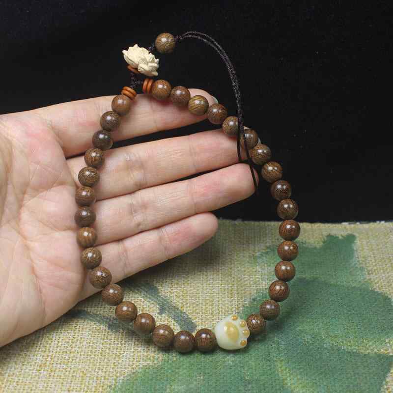 ストラップ 男女兼用 緑檀 金糸檀 木製 天然木 8mm 黄楊木 蓮 猫の爪 文玩 スマホ バッグ キーホルダー 中国風 おしゃれ 文芸レトロ