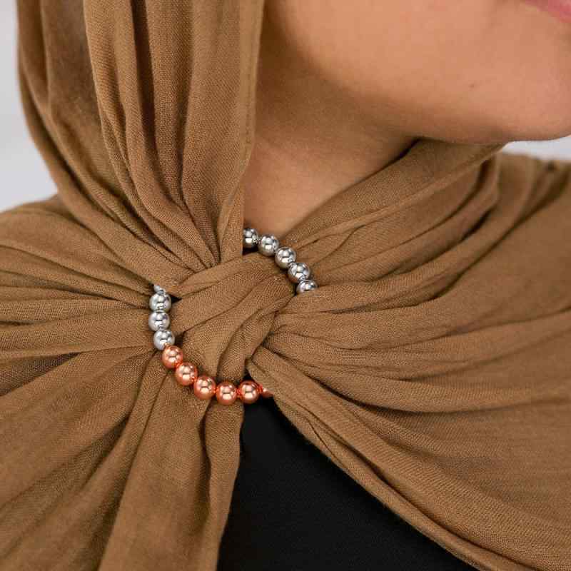 スカーフ クリップ ヘッドスカーフ 留め 円形 クロスデザイン 固定 ABS樹脂製 パールビーズ 中東風 結..