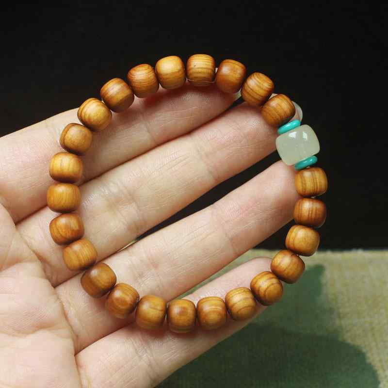 数珠 ユニセックス 高級感あふれる 天然木 柏木 艶やか レトロデザイン 民族風 8mm珠 シンプル 水色樽..