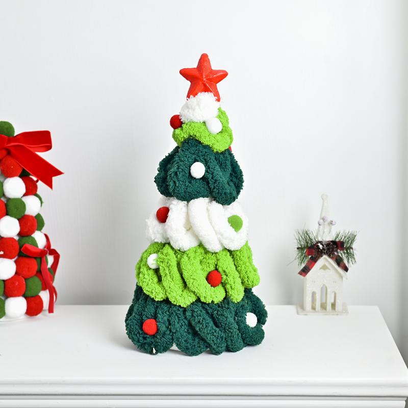 クリスマスツリー 置物 ハンドメイド ふわふわ極太毛糸 ミニ 卓上飾り オブジェ ショーウィンドウ 店舗..