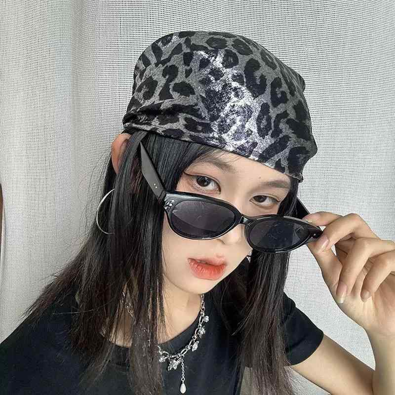 スカーフ レディース Y2K ギャル ヒップホップ ヒョウ柄 リキッドシルバー 多機能 マルチユース チュー..