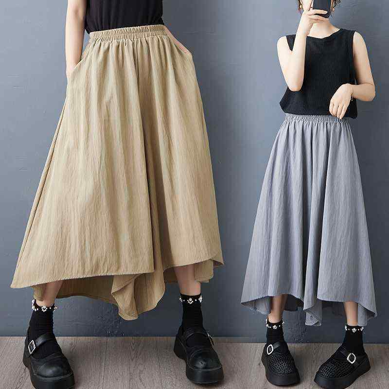 スカーチョ レディース 薄手 ハイウエスト ノンストレッチ ゆったり 大きいサイズ ワイドレッグ ガウチ..