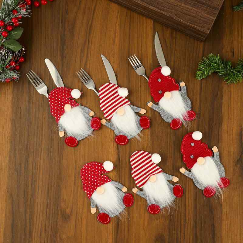 クリスマス飾り ノーム カトラリーケース ナイフ フォーク カバー 北欧風 フェイスレスドール 食卓 テ..