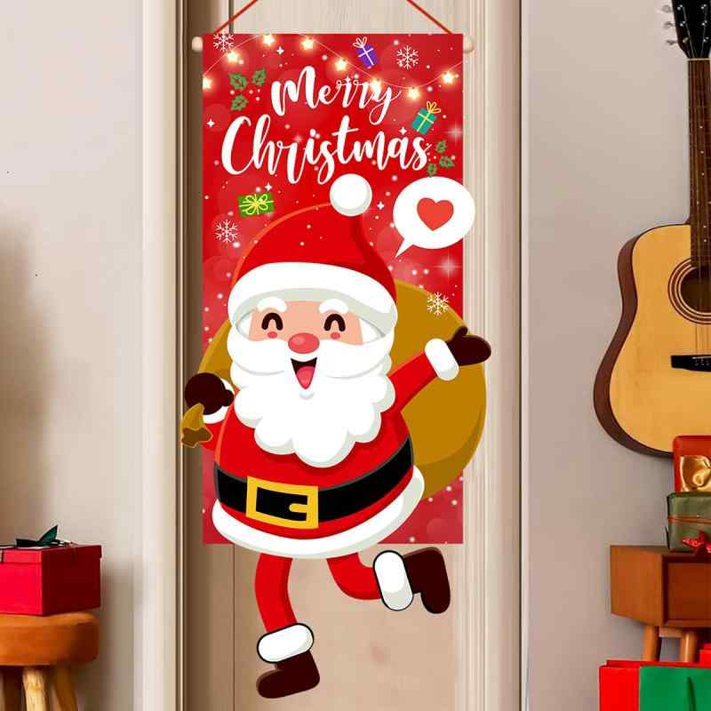 タペストリー クリスマス サンタクロース キャラクター 玄関ドア飾り 背景ウォールデコレーション フラッグ 壁掛け ドアカーテン クリスマス雰囲気演出 ポリエス...
