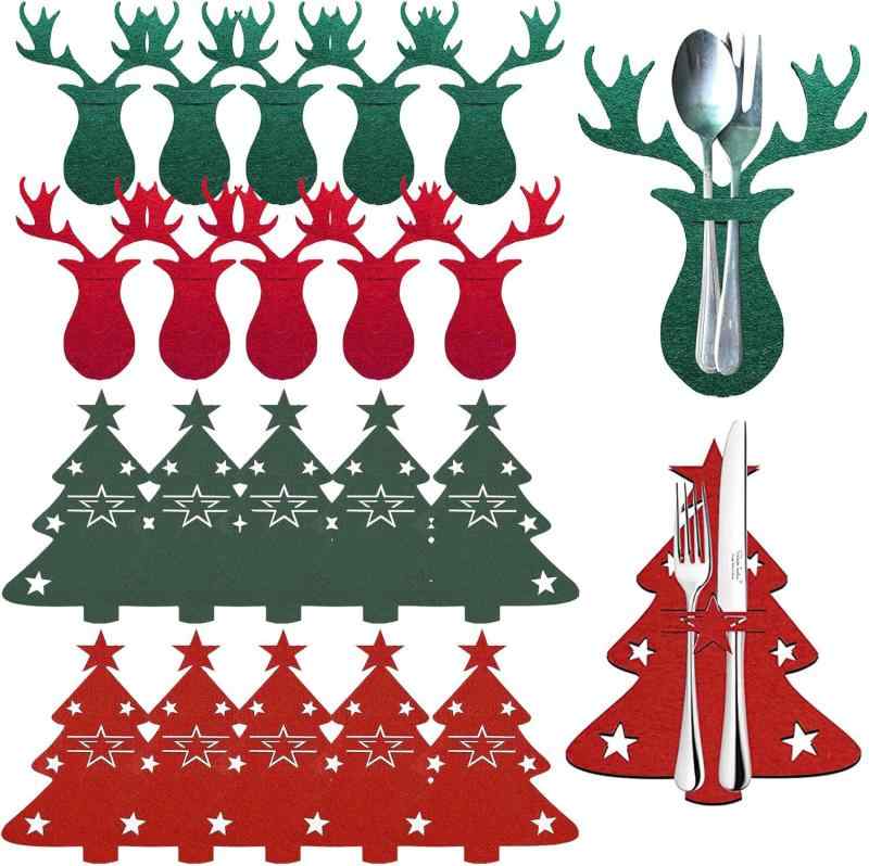 フェルト クリスマス ランチョンマット ヘラジカ トナカイ 赤 緑 クリスマスツリー柄 カトラリーホルダ..