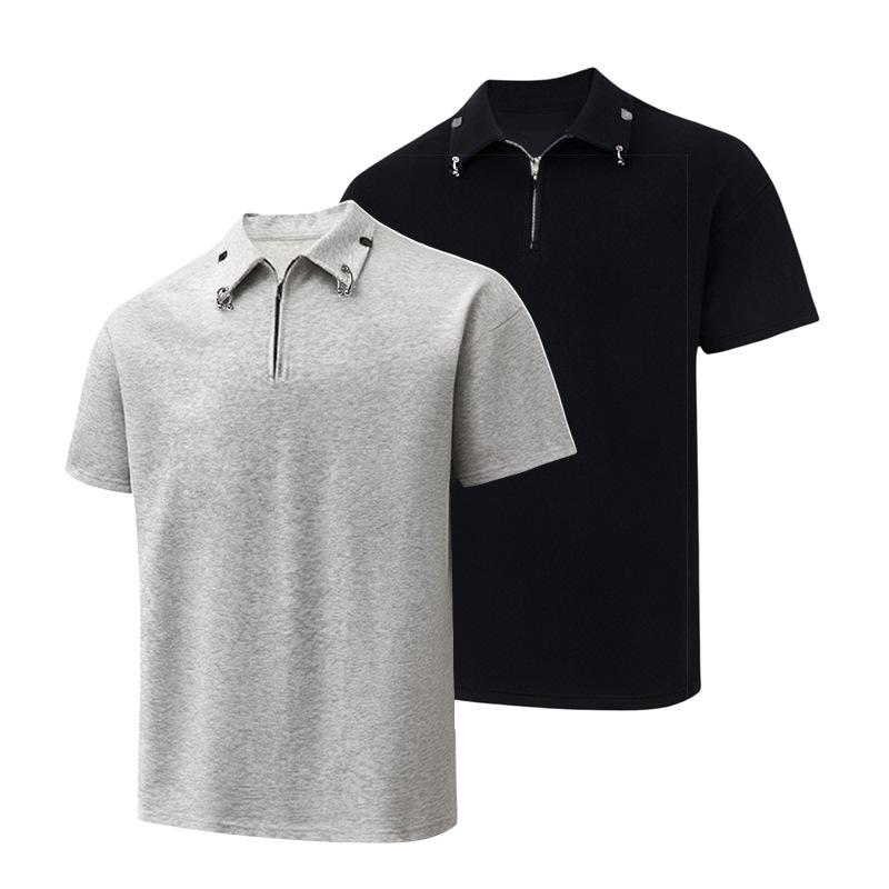 ポロシャツ メンズ レディース ユニセックス 形態安定 ノーアイロン ハーフジップ メタルバックル ウォ..