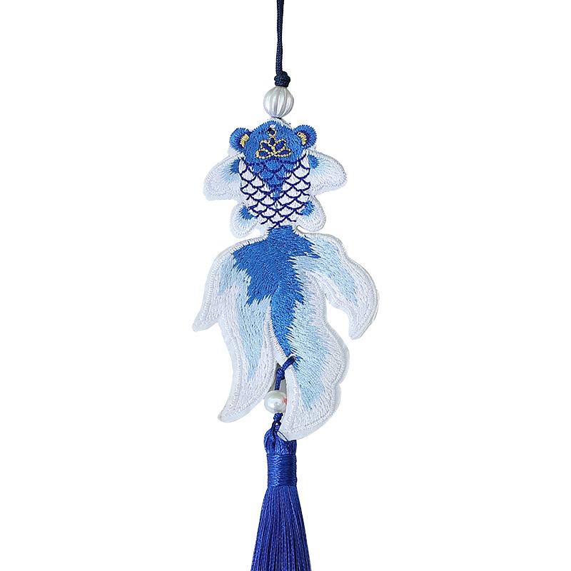 香り袋 中国風 錦織り 携帯用ポーチ アロマサシェ 金魚 錦鯉柄 漢服 小物入れ 飾り チャーム アクセサ..