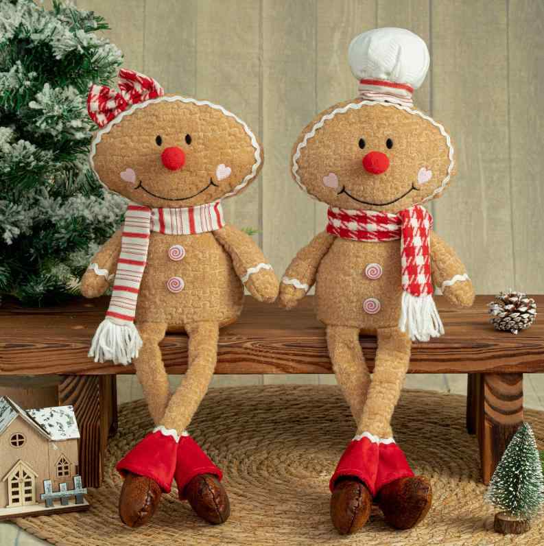 置物 クリスマス ジンジャーブレッドマン シェフ帽 長い脚 かわいい ユニーク 卓上 ショーウィンドウ ..