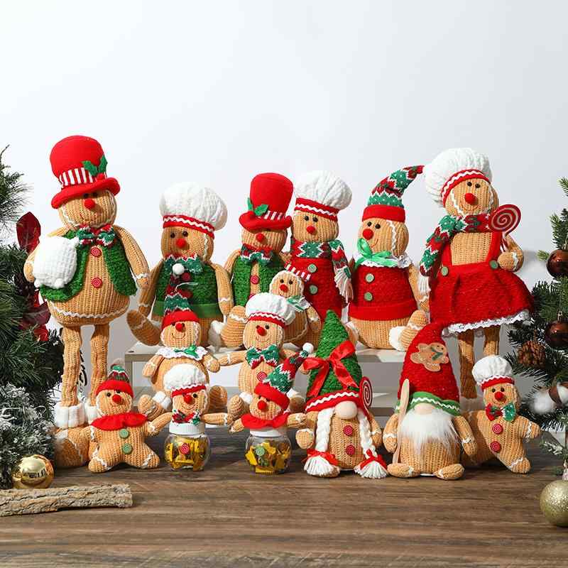クリスマスオーナメント ライト付き ジンジャーブレッドマン ノーム ドール 置物 発光人形 とんがり帽..