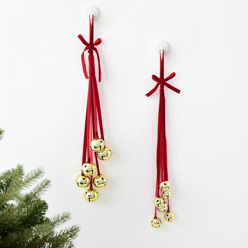 クリスマス飾り 吊り下げ 鈴 ドア用 クリスマスツリー オーナメント 赤色 アイアン製 ベル おしゃれ デコレーション